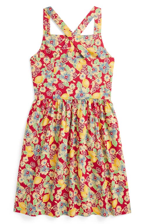 Polo Ralph Lauren Kids' Lemon Floral Slub Cotton Sundress In Lemon Floral
