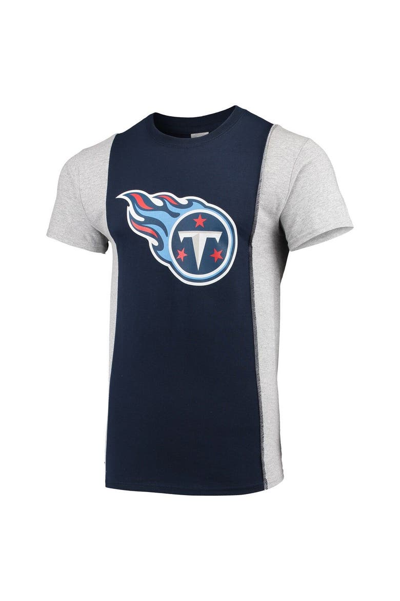 Men's Refried Apparel Navy/Gray Tennessee Titans Sustainable Upcycled Split T-Shirt, Alternate, color, Navy