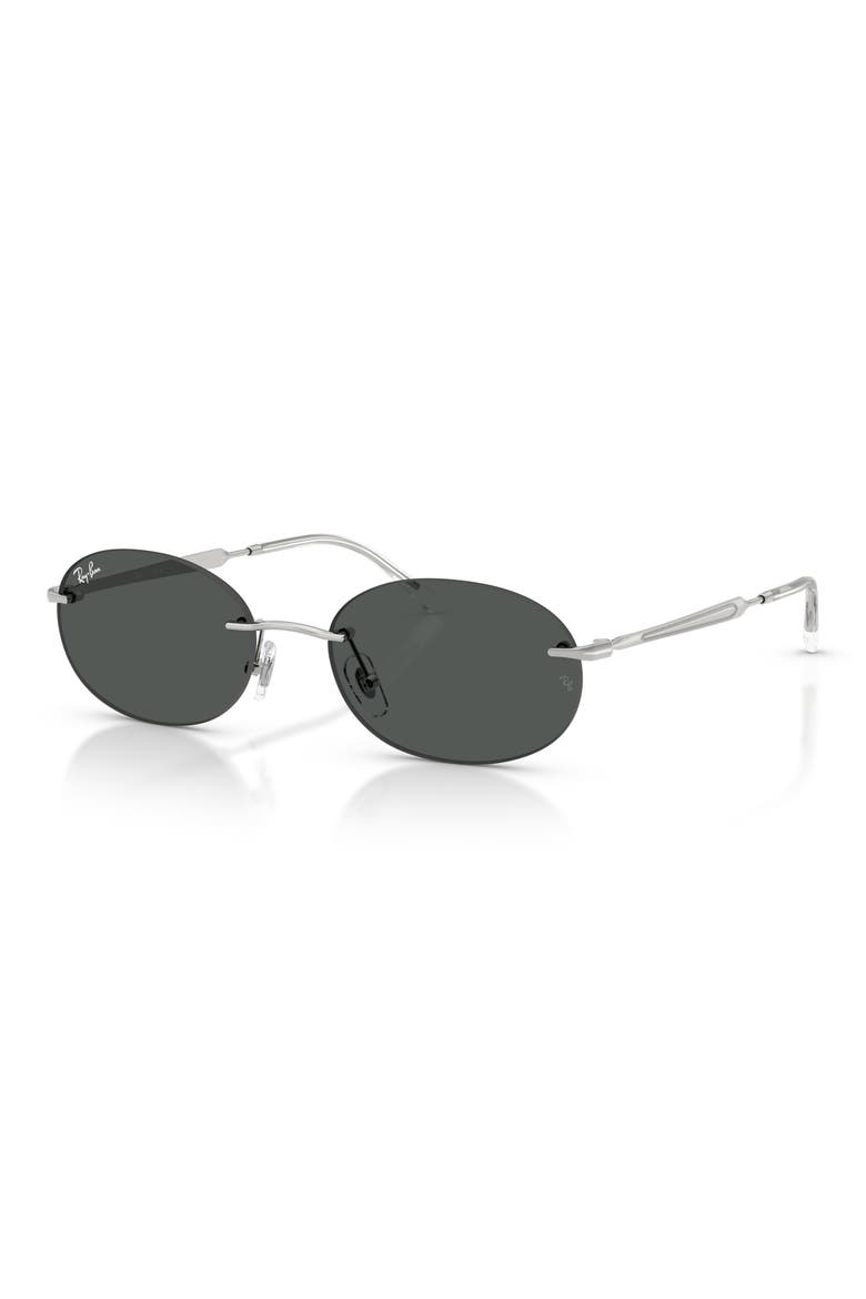 54mm Rimless Oval Sunglasses, Alternate, color, SILVER / DARK GREY