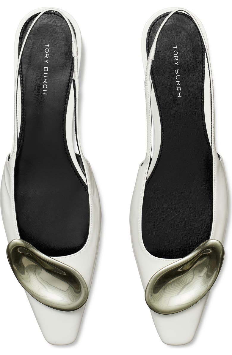 Tory Burch Patos Slingback Flat, Alternate, color, Cloud / Silver