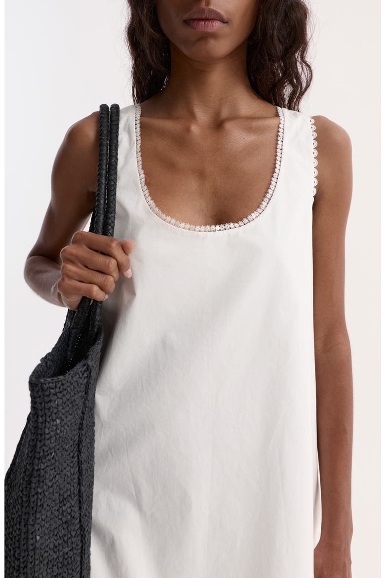 Eyelet Trim Cotton Poplin A-Line Minidress, Alternate, color, OPTIC WHITE