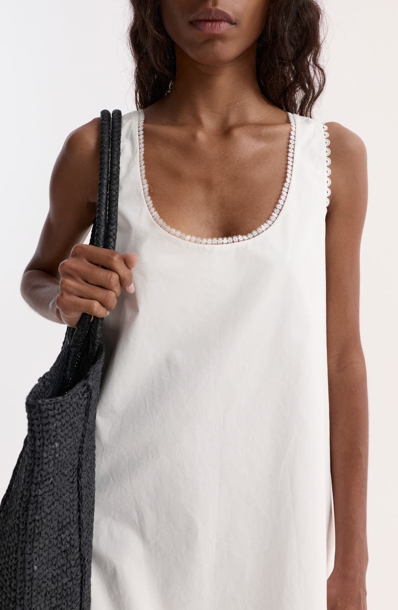 Róhe Eyelet Trim Cotton Poplin A-Line Minidress, Alternate, color, Optic White