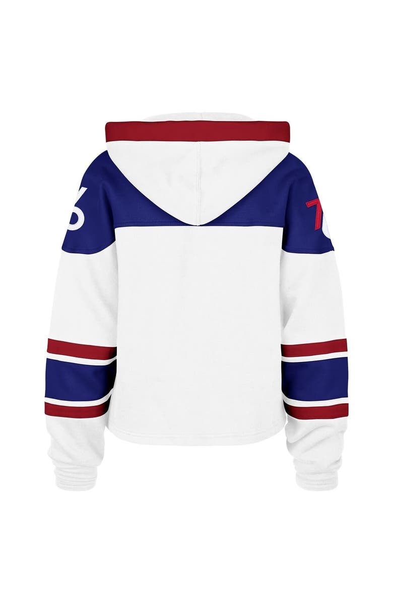'47 Women's '47 White Philadelphia 76ers 2024/25 City Edition Superior Cropped Lace-Up Pullover Hoodie, Alternate, color, 