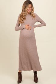 PinkBlush Ribbed Knit Side Slit Midi Dress