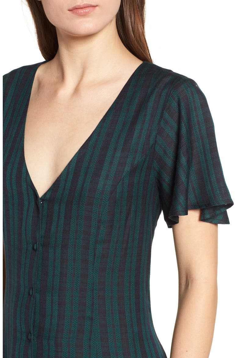 Plaid Button Front Dress, Alternate, color, GREEN BOTANICAL SMALL CHECK