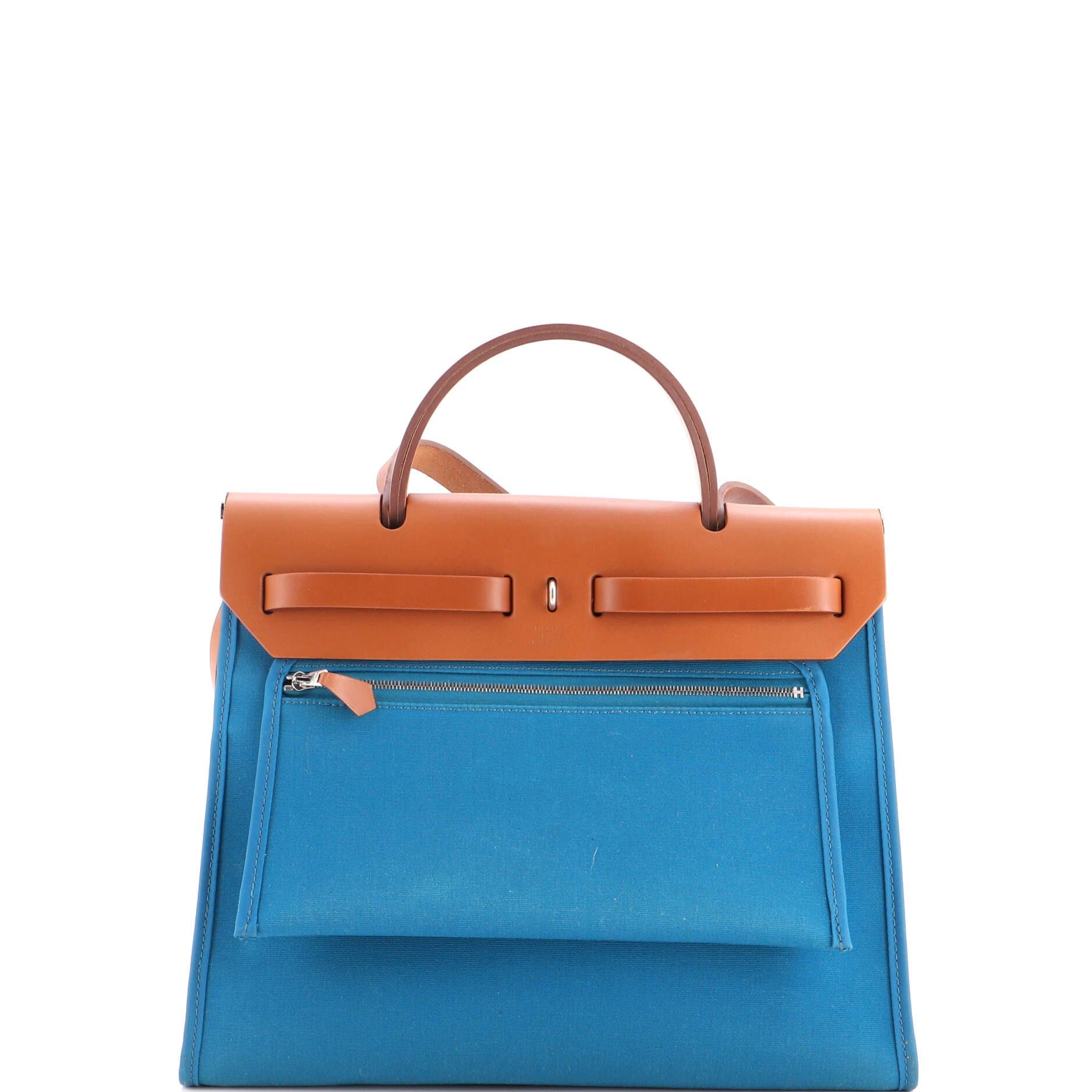 Herbag Zip Leather and Toile 31, Alternate, color, Blue