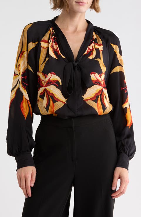 Tie Neck Long Sleeve Top