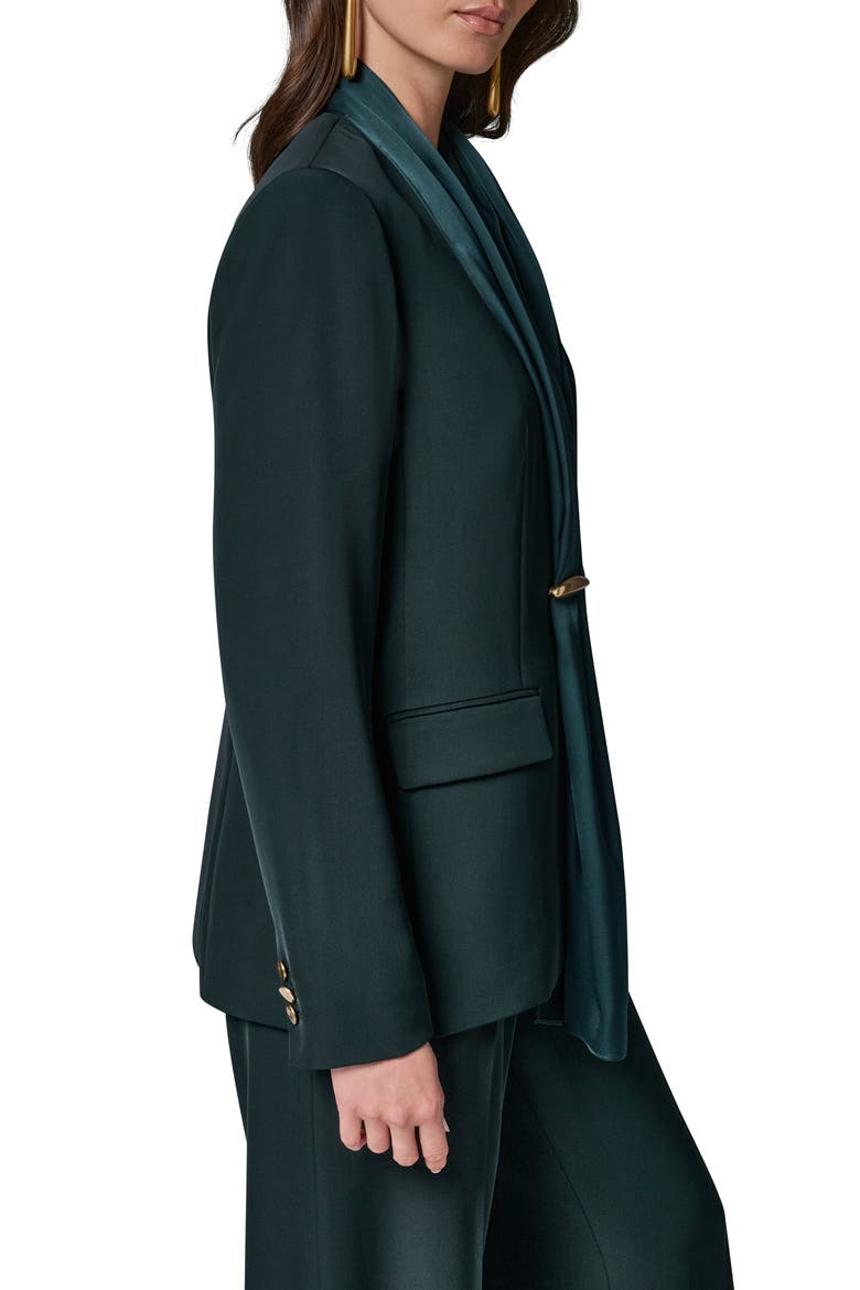 Drape Neck Fitted Blazer, Alternate, color, BLK FOREST