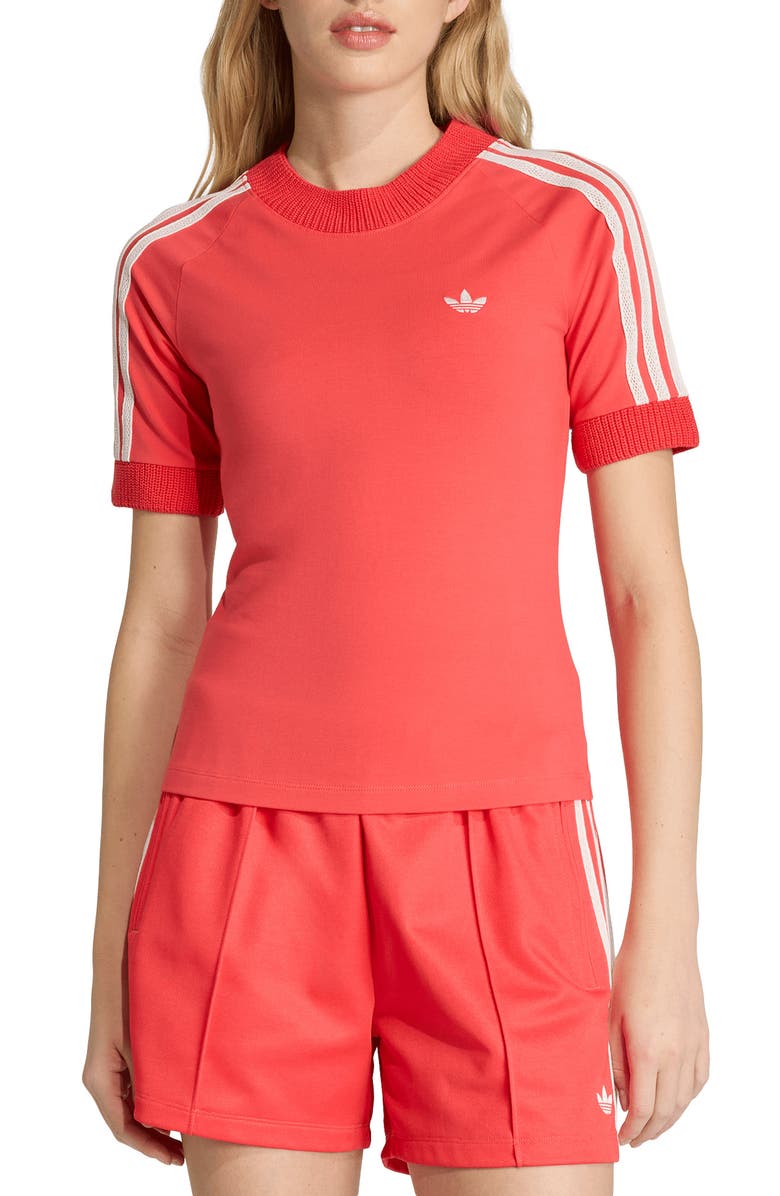 adidas Originals Knit Logo T-Shirt, Main, color, Semi Lucid Red/ /