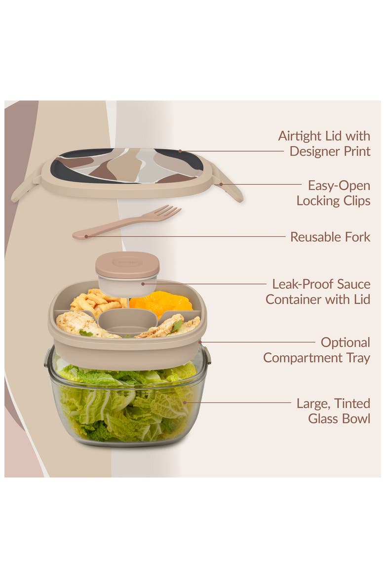 All-in-One Glass Salad Container, Alternate, color, TAN