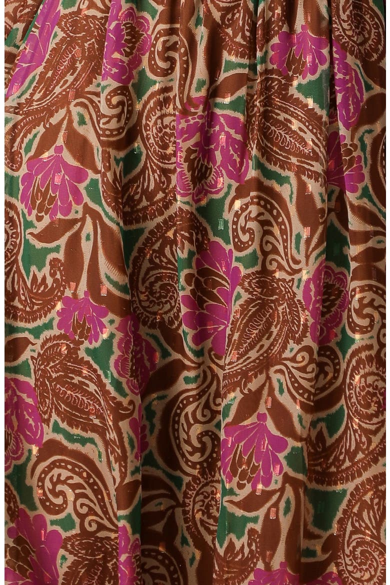 Print Long Sleeve Midi Dress, Alternate, color, BROWN GREEN