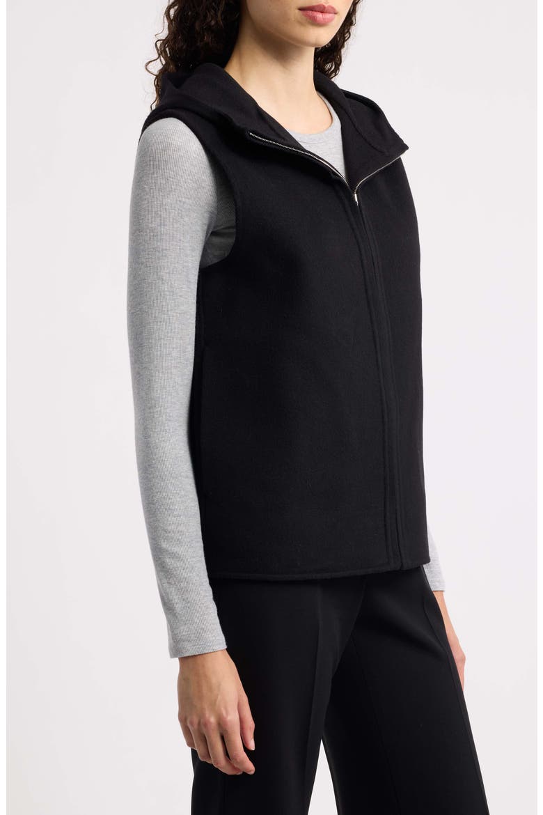Hooded Wool Blend Zip Vest, Alternate, color, BLACK - 001