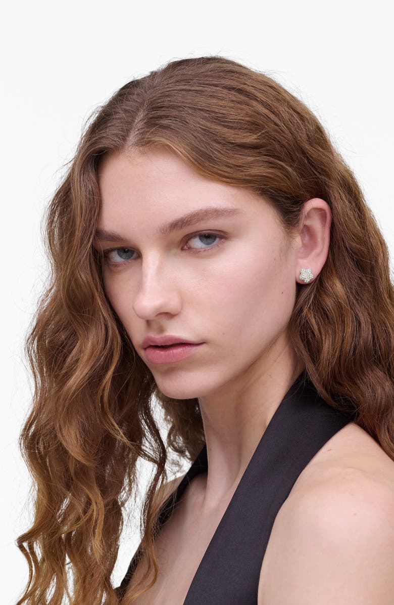 Marc Jacobs Daisy Pavé Stud Earrings, Alternate, color, Silver/ Crystal