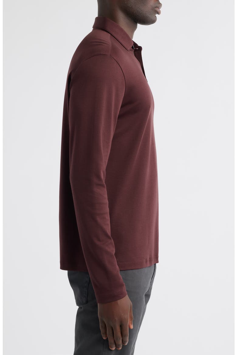 Georgia Long Sleeve Pima Cotton Polo, Alternate, color, DEEP BORDEAUX