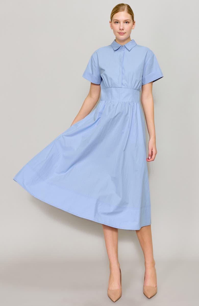 MELLODAY Short Sleeve Poplin Midi Dress, Alternate, color, 