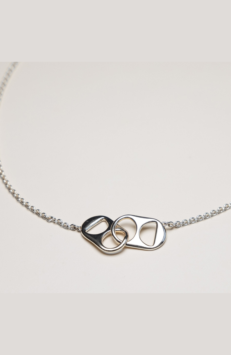 Nickel & Suede Soda Tab Necklace, Alternate, color, Silver