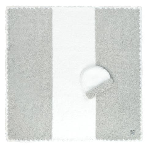 Baby Blanket - Center Stripe w/ Cap - Chenilla Classic