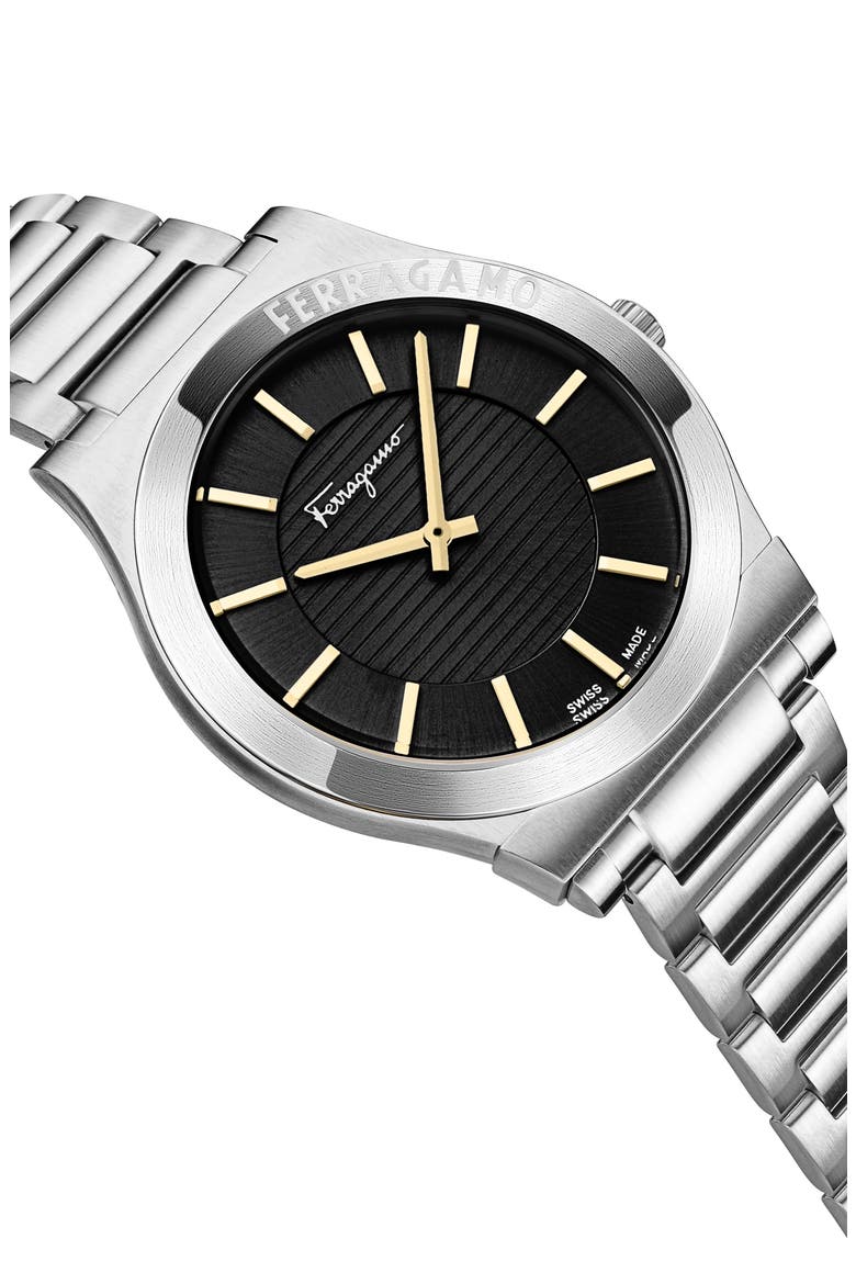Gancini Swiss Quartz Bracelet Watch, 42mm, Alternate, color, STAINLESS STEEL