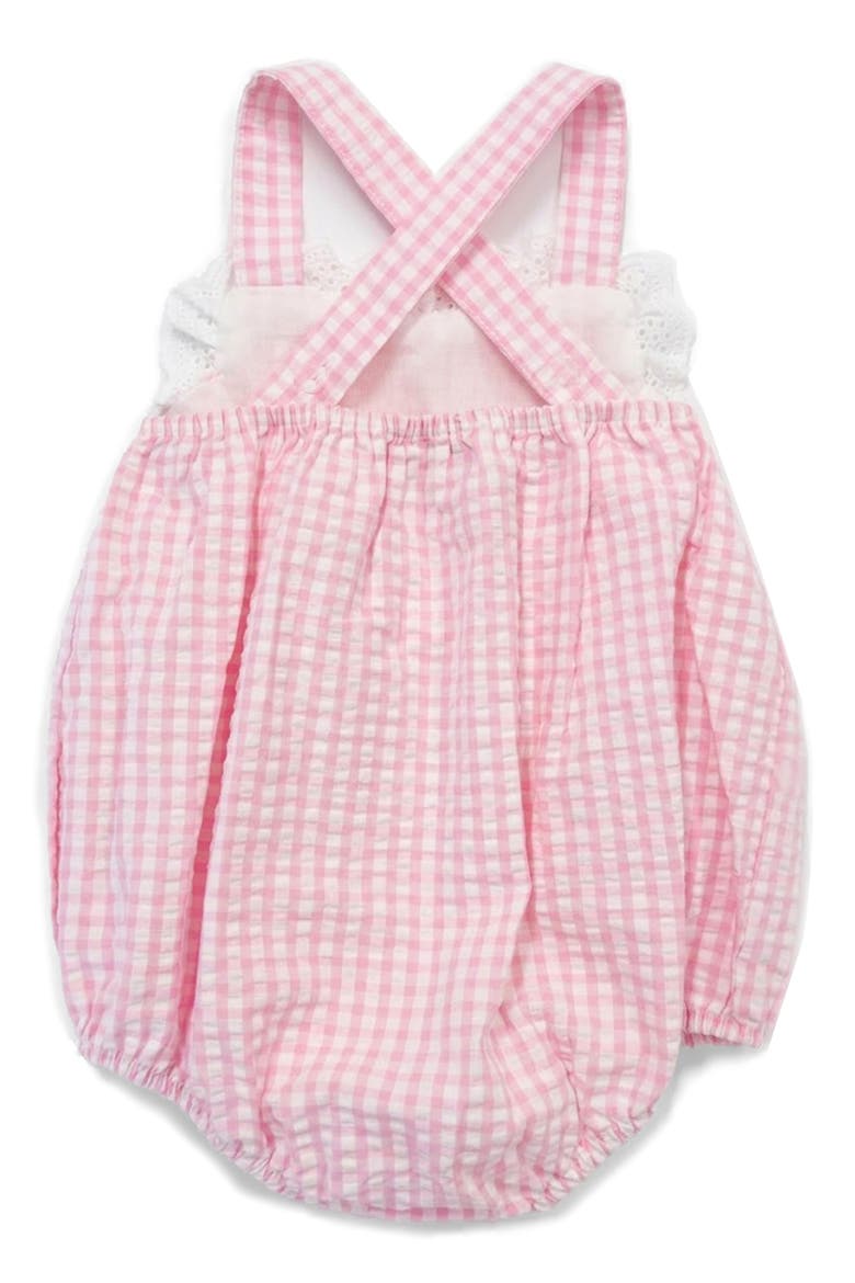 Seersucker Heart Romper, Alternate, color, PINK/ WHITE