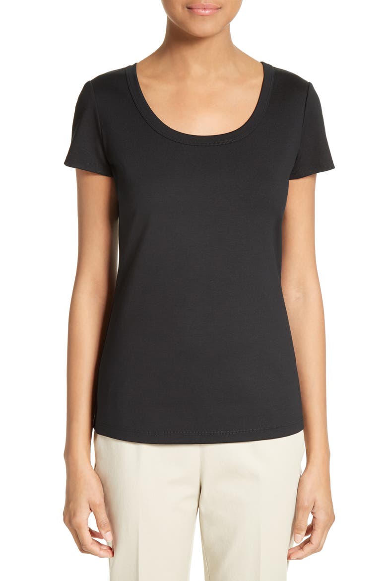 Scoop Neck Cotton Tee, Main, color, BLACK