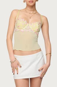 EDIKTED Embroidered Cutout Bustier Camisole