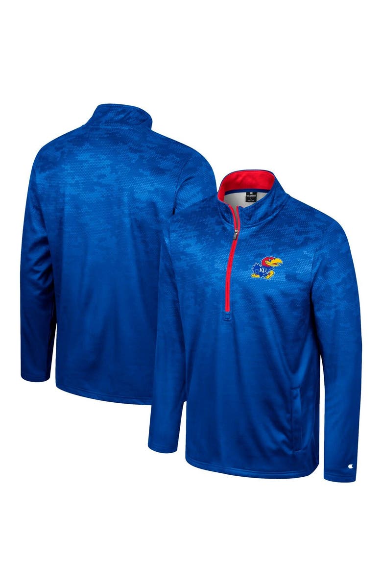COLOSSEUM Men's Colosseum  Royal Kansas Jayhawks The Machine Half-Zip Jacket, Main, color, 