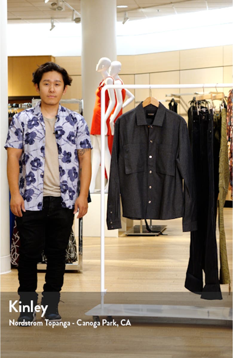 Ferro Herringbone Snap-Up Cotton & Wool Blend Overshirt, sales video thumbnail