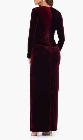Velvet Xscape Long Sleeve Dress Xscape Evenings Women's Velvet