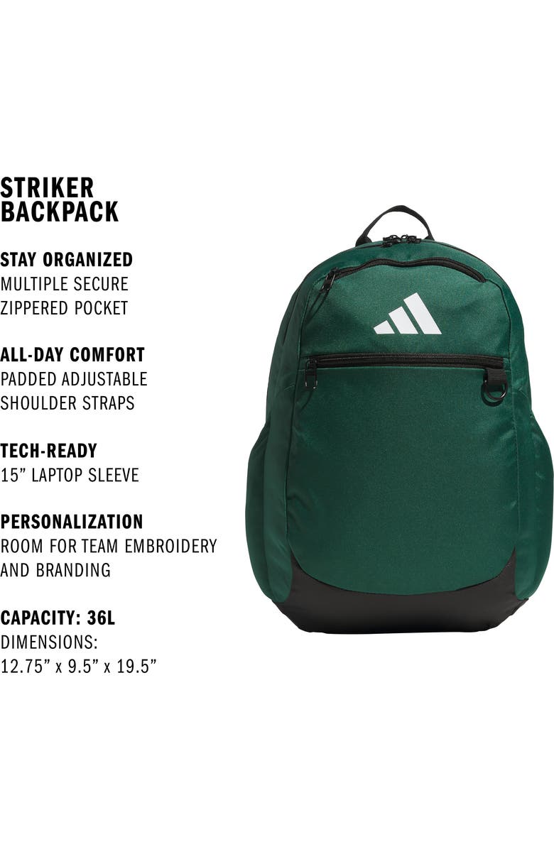 adidas Kids' Striker 3 Backpack, Alternate, color, Team Dark Green