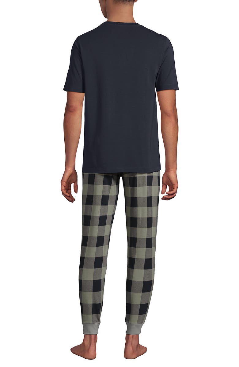 Lands' End Knit Jersey Pajama Sleep Set, Alternate, color, Light Steel Gray Buffalo Check