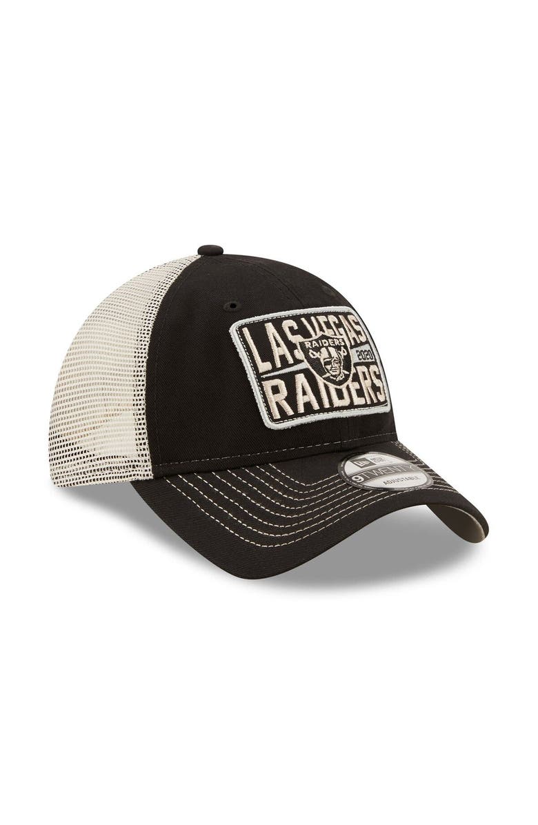 New Era Men's New Era  Black/Natural Las Vegas Raiders  Devoted Trucker 9TWENTY Snapback Hat, Alternate, color, 