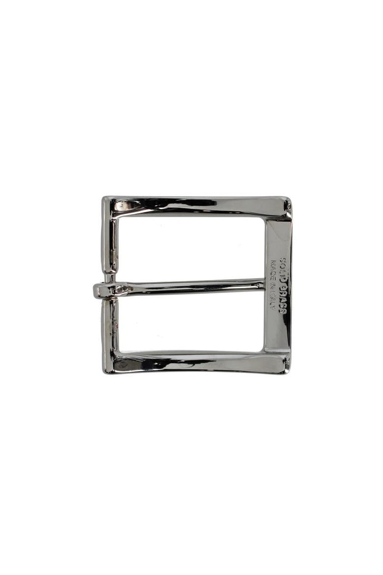 35mm Solid Brass Vaulted Italian Square Harness and Belt Buckle, Alternate, color, Shiny Nickel