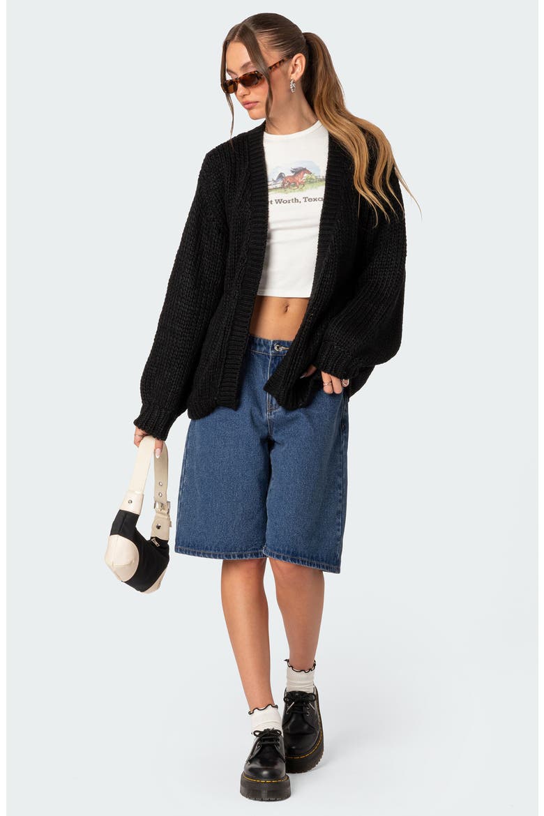 Anina Oversize Cardigan, Alternate, color, BLACK