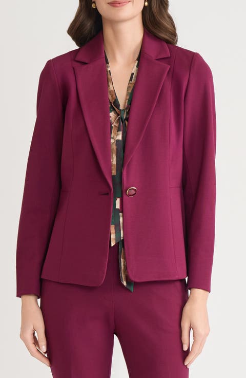One-Button Seamed Waist Blazer (Regular & Petite)