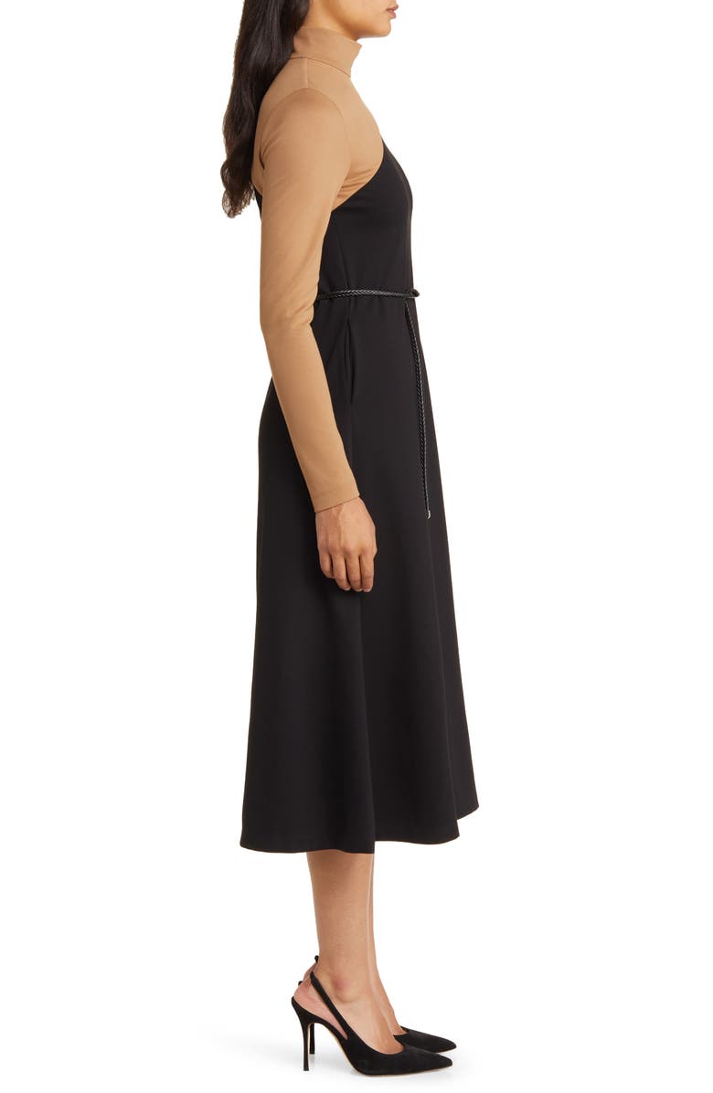 Anne Klein Colorblock Belted Long Sleeve Midi Dress, Alternate, color,