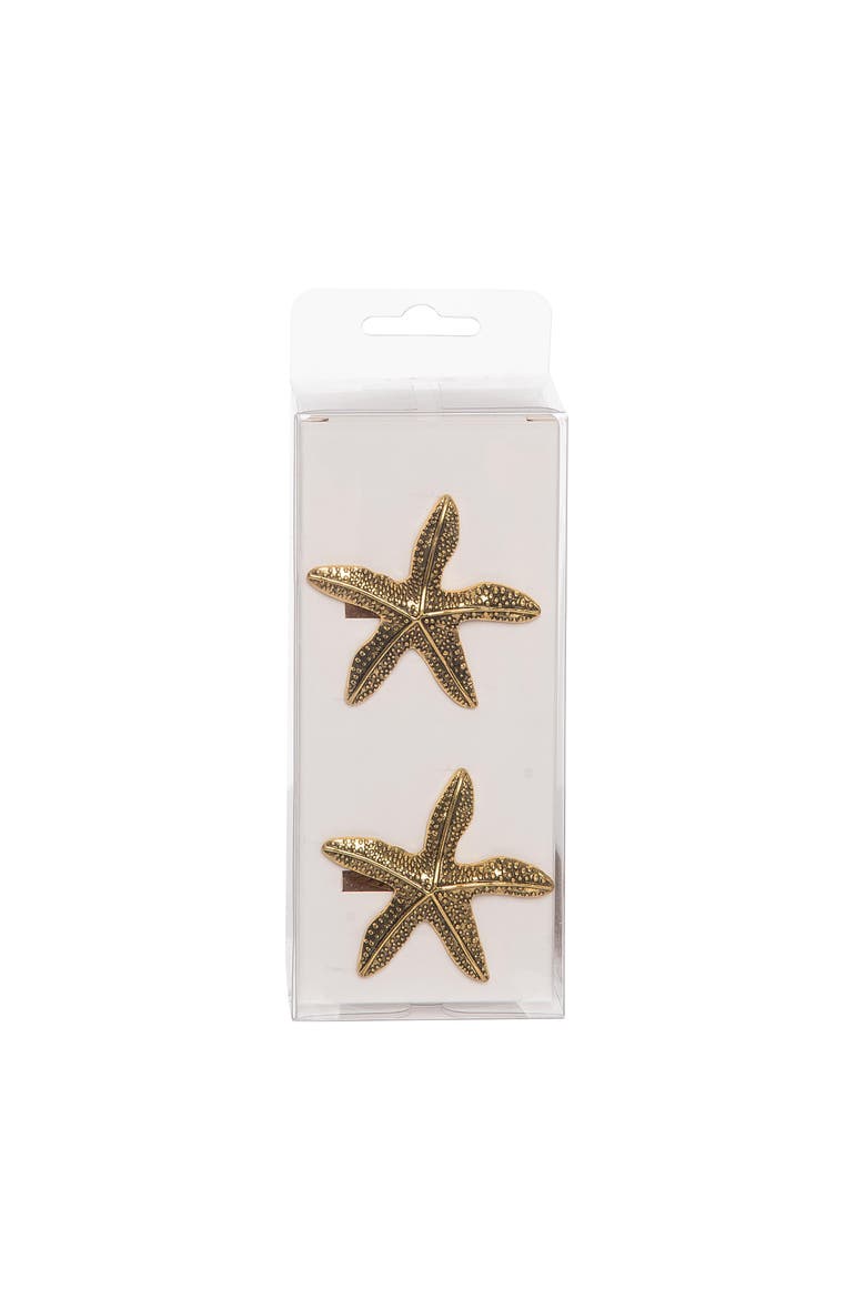 Gold Starfish Napkin Rings Set of 4, Alternate, color, Yellow