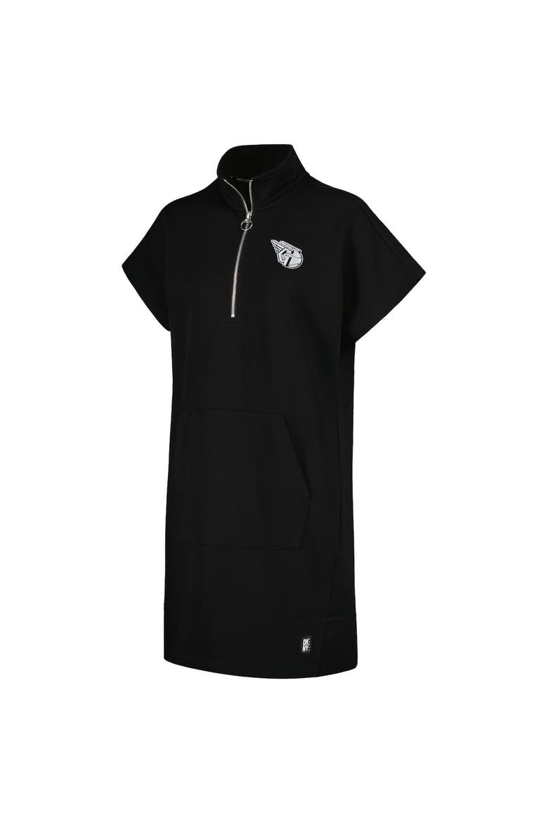 Women's DKNY Sport Black Cleveland Guardians Emily Quarter-Zip Sneaker Dress, Alternate, color, Black