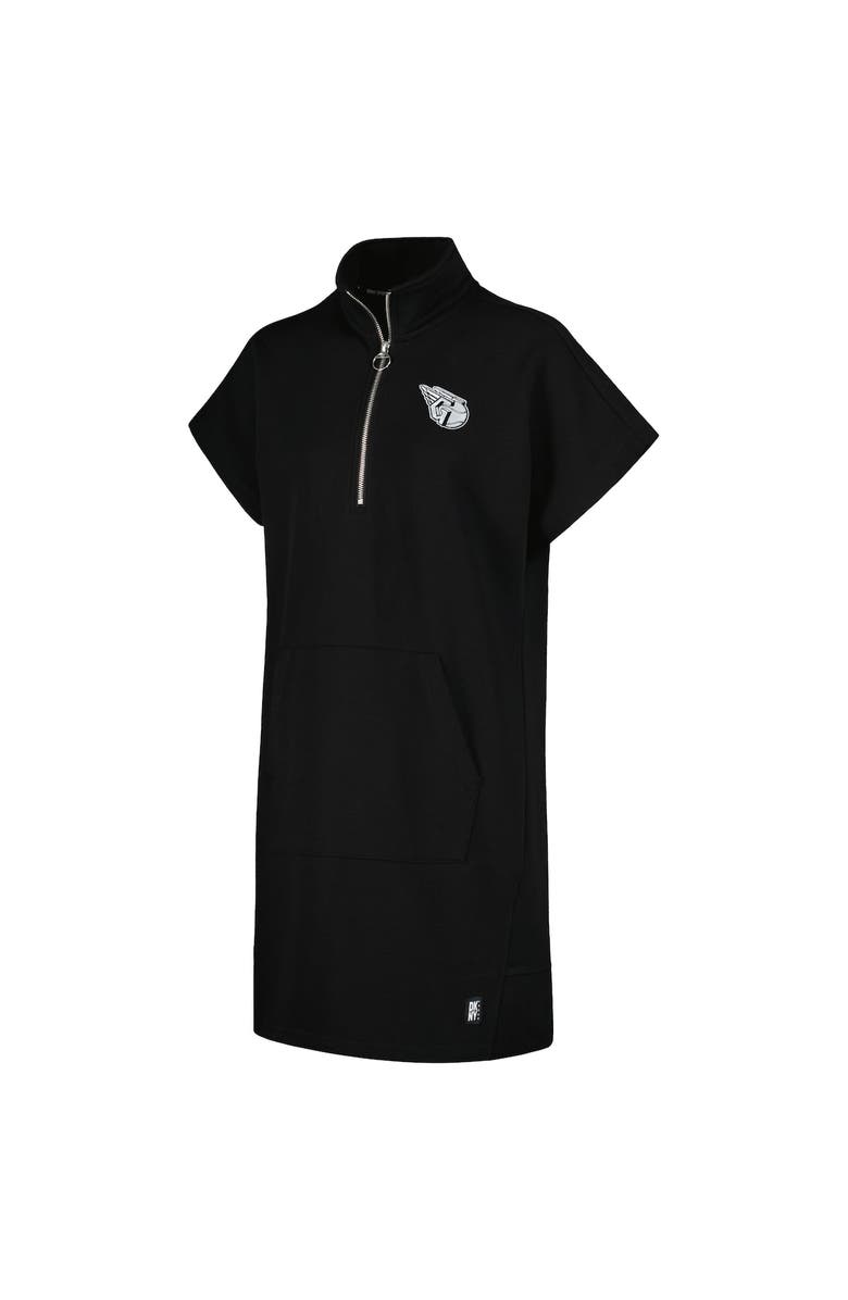 DKNY SPORT Women's DKNY Sport Black Cleveland Guardians Emily Quarter-Zip Sneaker Dress, Alternate, color, Black