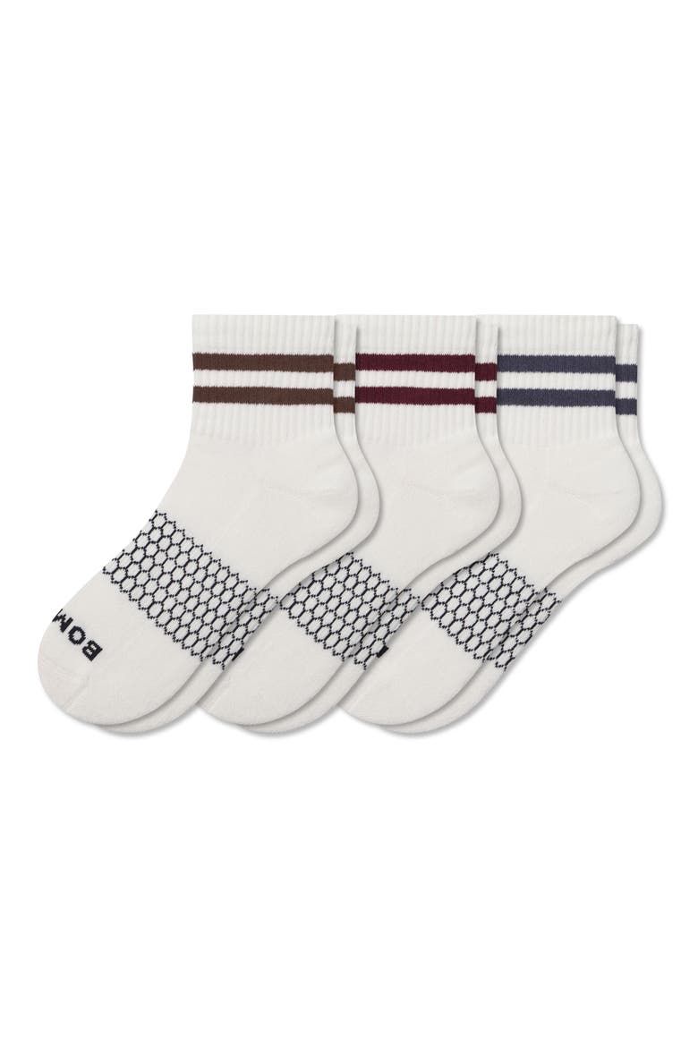Assorted 3-Pack Stripe Quarter Socks, Main, color, SOFT WHITE MIX