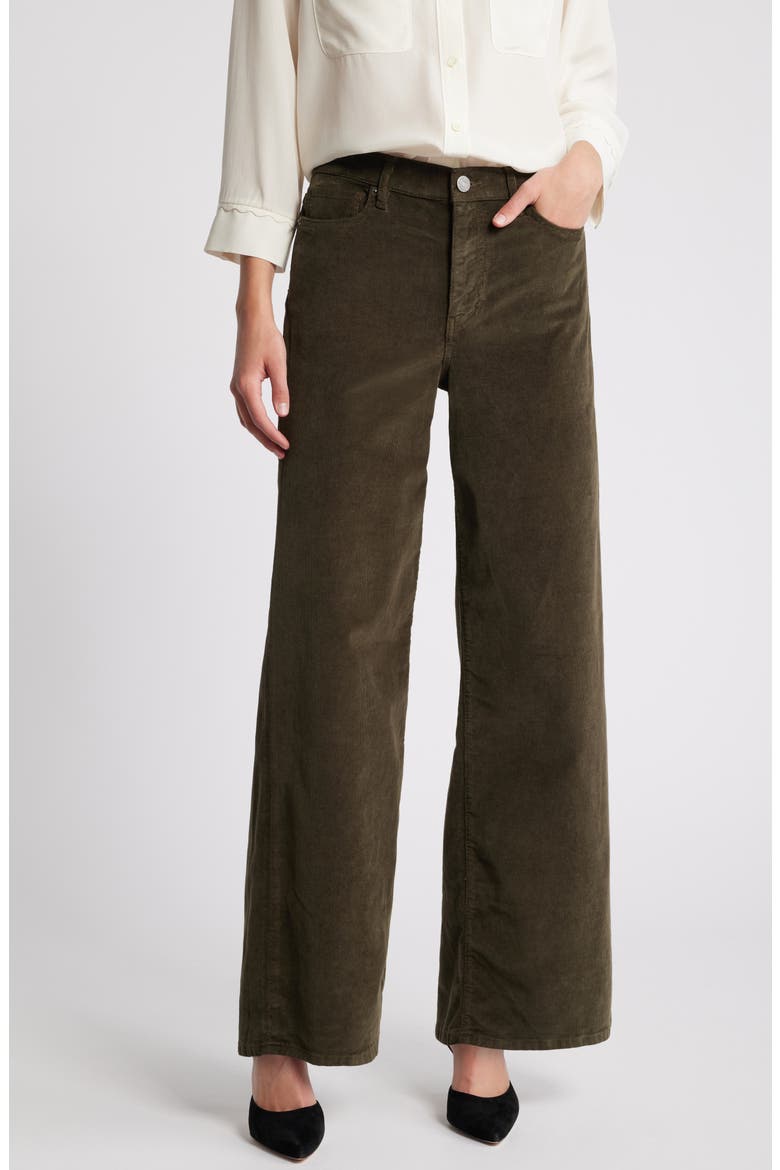 Le Pixie Slim Palazzo Corduroy High Waist Wide Leg Pants, Main, color, RICH MILITARY