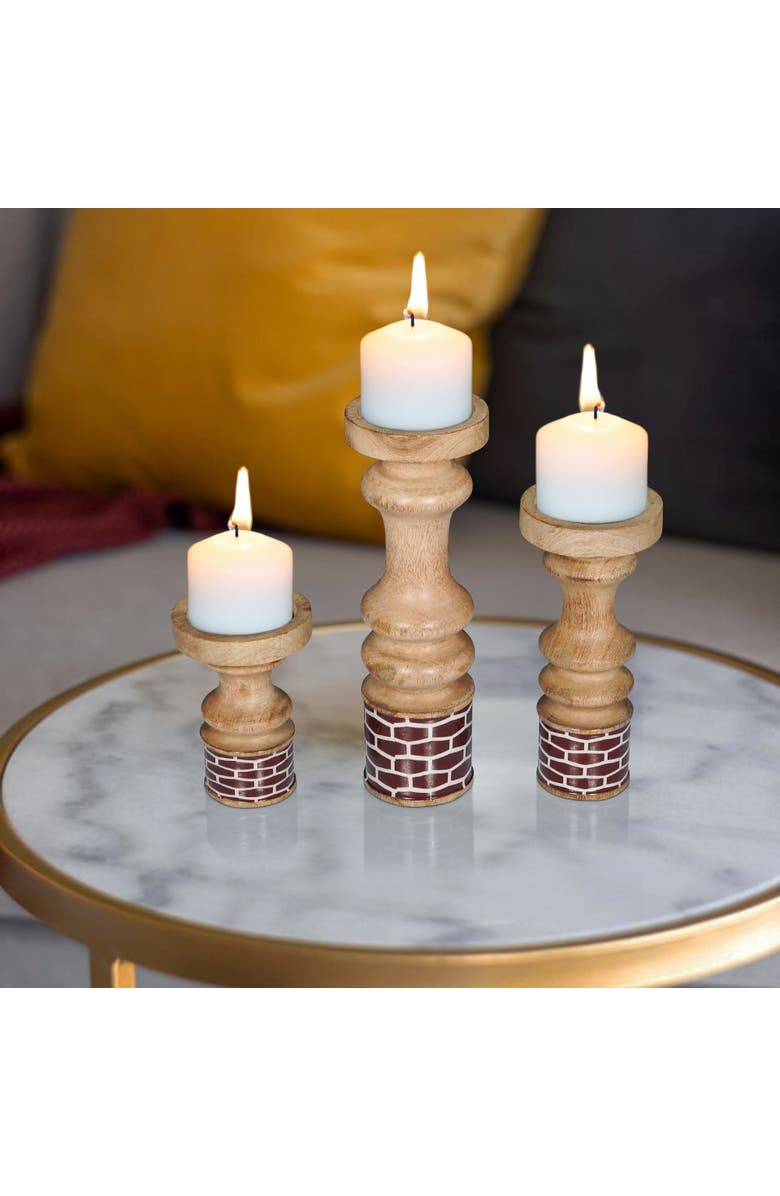 Mela Artisans Gramercy Red Pillar Candleholder Set, Alternate, color, Red