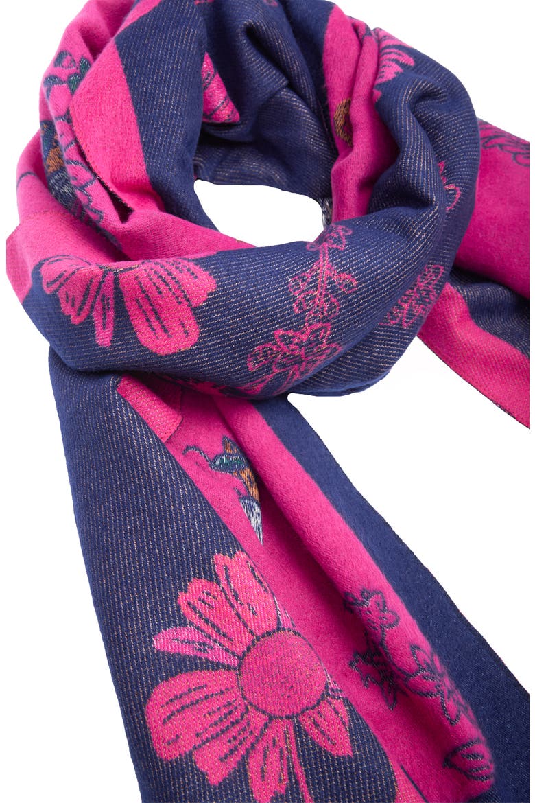 Floral Reversible Scarf, Alternate, color, BLUE