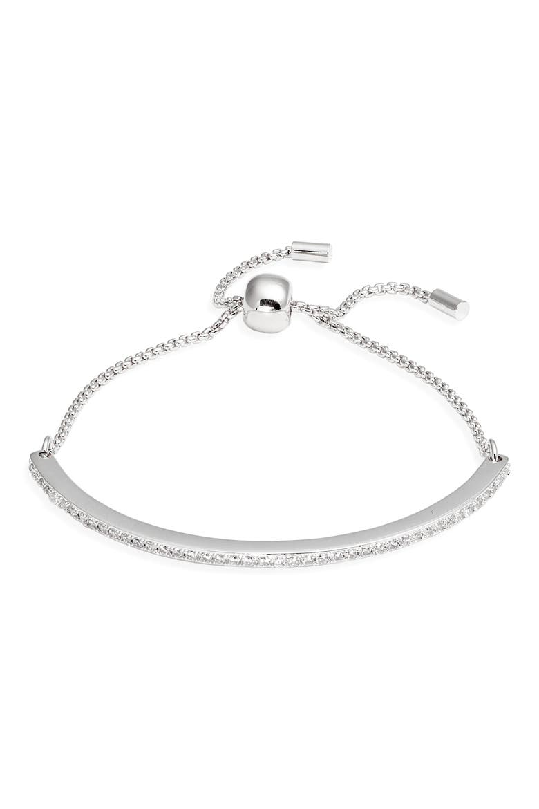 Cubic Zirconia Adjustable Tennis Bracelet, Main, color, CLEAR- SILVER