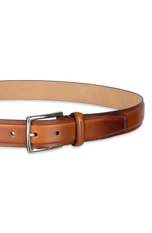 Cole Haan Burnished Edge Leather Belt In Brown
