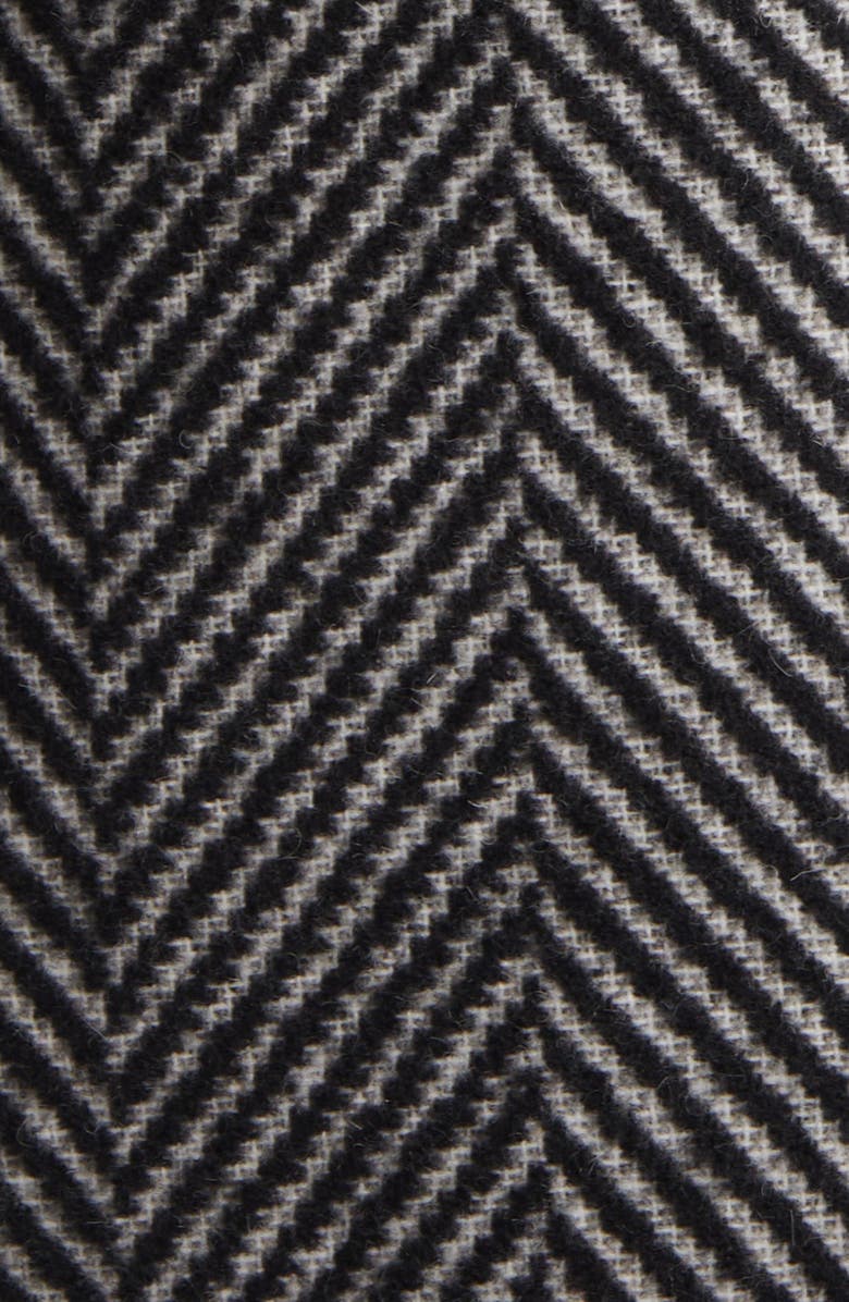 BCBGMAXAZRIA Short Herringbone Peacoat, Alternate, color, Black White