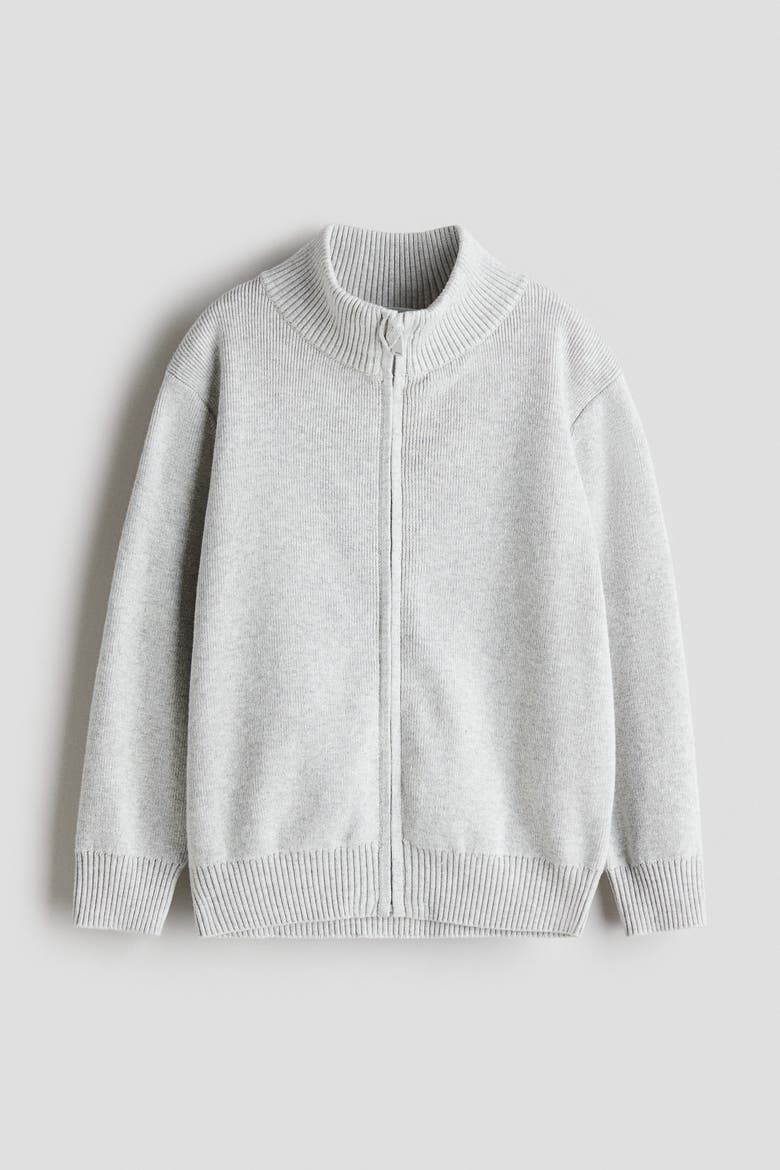 Zip-through Cardigan, Main, color, Light gray melange