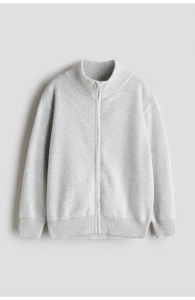 H&M Zip-through Cardigan, Main, color, Light Gray Melange