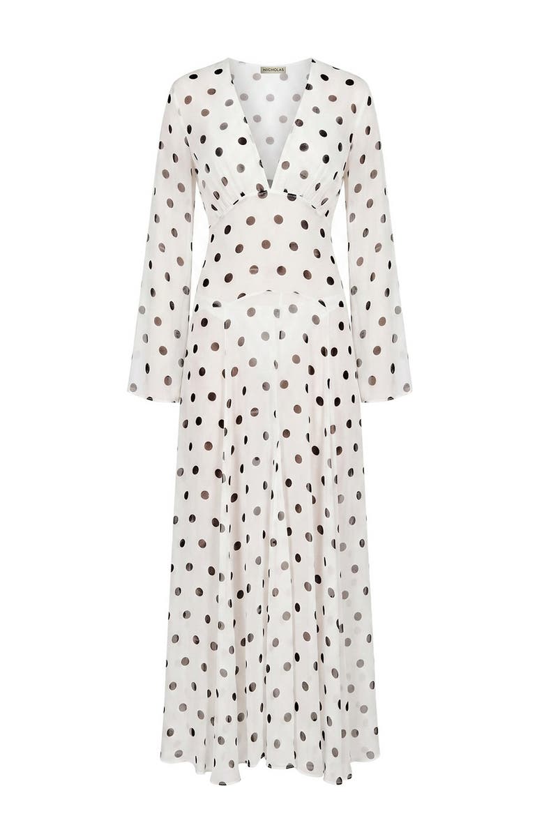 Marella Dress, Alternate, color, Ivory / Black Polka Dot