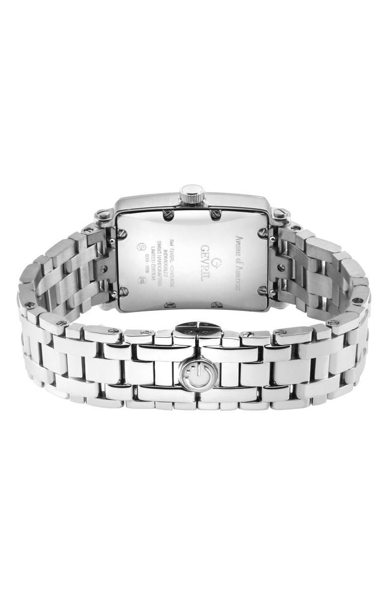 GEVRIL Ave of America's Mini Diamond Bracelet Watch, 25mm x 32mm - 0.75 ctw, Alternate, color, Silver