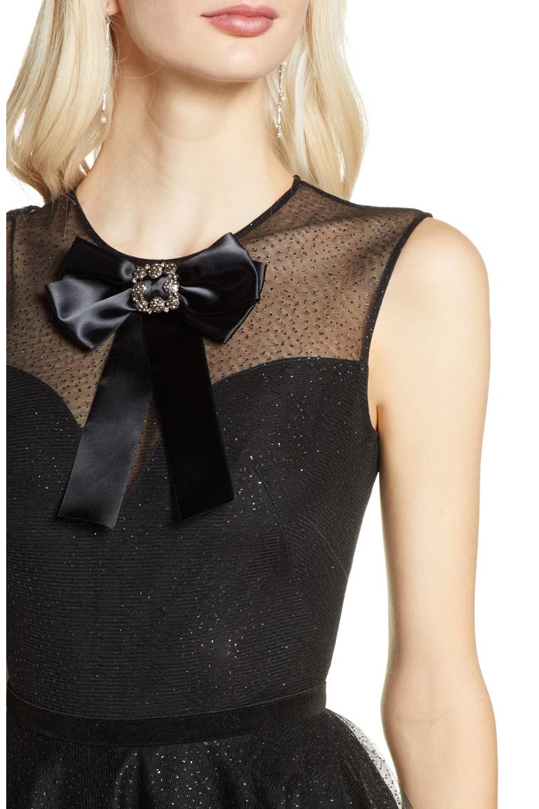 Bronx and Banco Lou Lou Sparkle Flecked Midi Cocktail Dress, Alternate, color, BLACK